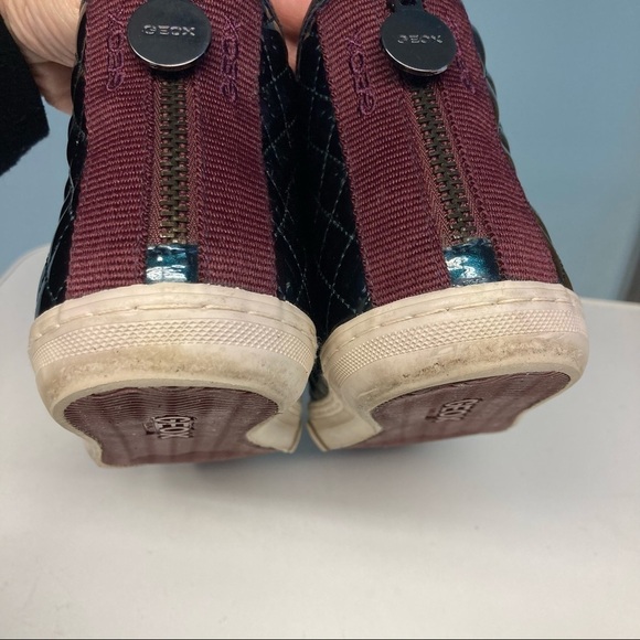 GEOX Respira Sz 7 Kalispera Green Blue Hue Quilted  High Top Lace Up Sneakers - Picture 6 of 10